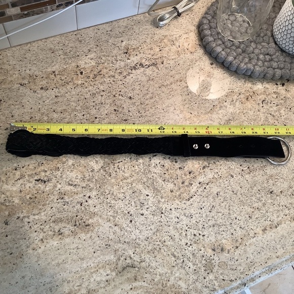 Black Woven Leather Belt Size XL - Picture 4 of 7